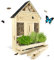 GARTENETAGE Stehendes Insektenhotel XXL mit Schieferdach und Pflanzenoase Kräuterparadies - inkl. Anzuchtset/Naturbelassenes, massives Insektenhaus & Bienenhotel/Insektenhotel zum Aufstellen