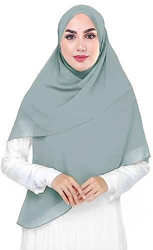 Lina & Lily Premium Chiffon Damen Muslim Hijab Kopftuch Schal Quadrat 145 x 145cm (Salbei)