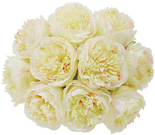 U'Artlines Künstliche Pfingstrosen, Seidenblumen, Blätter, für Zuhause, Büro, Hochzeit, Party, Festival, Bar, Dekoration, Champagner, 2 Stück