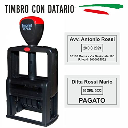 TIMBRO 56 x 33 mm Autoinchiostrante con Datario - COMPLETO di personalizzazione - uffici - medici - avvocati- aziende