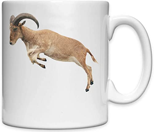 Aoudad Barbary Sheep Jumping Horns Weiße Keramiktasse Weiß One Size