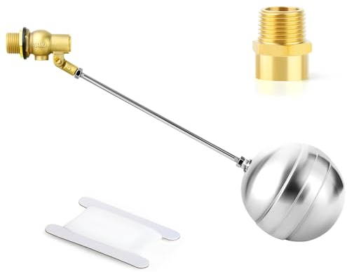 GASHER 1x1.9 cm 304 Edelstahl Schwimmer-Kugelhahn mit 3/4 Zoll G Innengewindex3/4 Zoll NPT Außenadapter, DN20 verstellbares Wassertank-Schwimmer-Kugelventil für Lagertank, Pool-Wasserstandskontrolle