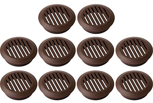 cyclingcolors 10 x Griglia di ventilazione per aerazione rotonda in plastica, diametro incasso, 50 mm, altezza 12,5 mm, copertura per soffitto e falegnameria, marrone scuro