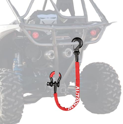 2.5FT UTV ATV Recovery Strap 19400LBS with Winch Hook and D-Ring Shackle, Synthetic Tow Rope Premium Mudding Accessories