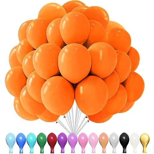 Luftballons orange, 100 Stück 10 Zoll Luftballons orange Matt, 2.2g Latex Luftballons, Luftballons Matt, für Geburtstagsfeiern, Jubiläumsfeiern, Hochzeiten, Baby Party, Partydekorationen