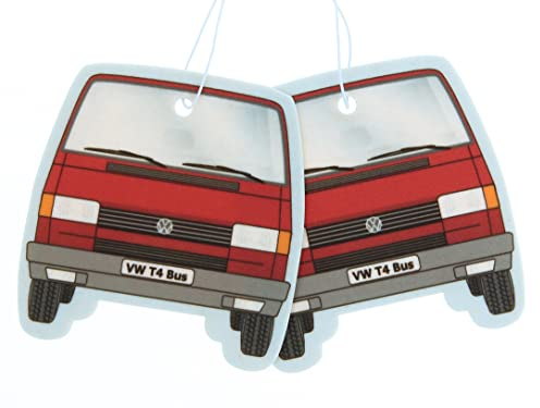 BRISA VW Collection - Volkswagen Luft-Erfrischer-Duft-Spender-Baum im T4 Bus Motiv (Vanille/Rot/2ER Set)