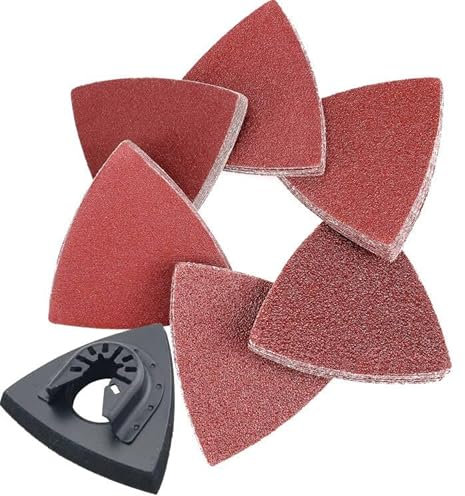 HEMUNC Triangle Oszillierendes Multiwerkzeug Schleifpads, 151Stück 3-1/8 Zoll Haken und Schleife Oszillierendes Werkzeug Schleifpapier für Multitool Schleifpads Assorted 40/60/80/120/180/240 Grits