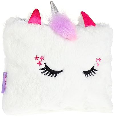 MAGICLULU 2 Stk Einhorn-brieftasche Cartoon Bleistiftbeutel Fell-einhorn-mäppchen Schreibwarenzubehör Für Studenten Plüsch-einhorn-federmäppchen Quadrat Polyester Kind Geschenk Weiß