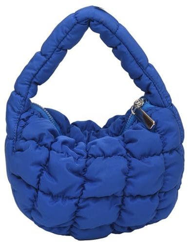 Puffer Bag Damen Mini Gesteppt Niedlich Bubble Handtasche Halbmond Handgelenk Satchel Hobo Y2k Geldbörse, Dunkelblau, Small