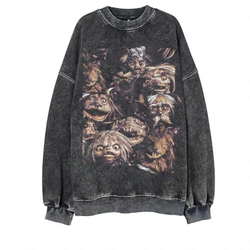 Bellelement Vintage Movie Sweatshirt Goblins Graphic Langarmshirt, Schwarz, XXL/3XL