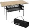 Hauki Campingtisch faltbar Beige, 118 x 55 x 64,5 cm, Aluminium Klapptisch, Aufrollbare Tischplatte, Falttisch klappbar, Gartentisch Balkontisch Reisetisch Rolltisch Markttisch inkl. Tragetasche