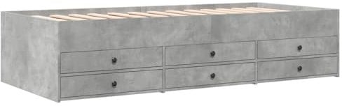 vidaXL Tagesbett, Gästebett mit 6 Schubladen mit Rollen, Schlafsofa für Schlafzimmer, Bettsofa Sofabett Daybed Bett, Betongrau 100x200cm Holzwerkstoff