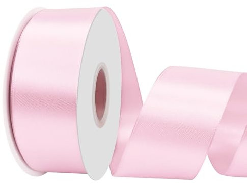 LoomJoyz Doppelseitige 38mm Rosa Satinband 45 Meter Satinband Ideal für Geschenkverpackung Blume Bouquet Handwerk Hochzeiten Blumenarrangements Bögen