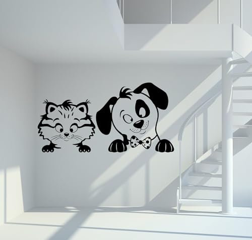 mein-motiv.com Wandtattoo Hund und Katze Größe S - ca. 30cm x 15cm