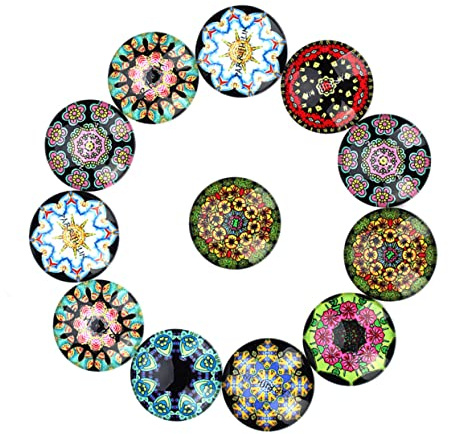 PHENOFICE Runde Glascabochons 30mm mit 20 Stück Bunte Glasaufkleber für Schmuck und Bastelprojekte Dekorativ und Glas für Hochzeitsgeschenke Zufällige Farbe