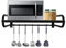 ACROSSPART Wall-Mounted 1-Shelf Modern Carbon Steel Microwave Oven Shelf with 6 Hooks