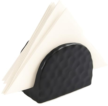 Serviettenhalter aus schwarzer Keramik, eleganter Tisch- und Küchenaccessoire, 10 x 6 x 8 cm