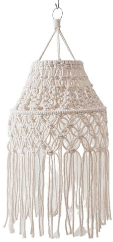 Pitadue Vintage Lampen Schatten Handgewebtes Baumwollseil Quasten Deckenlampenschatten Makrames Lichtabdeckung Für Schlafzimmer Badezimmer Dekore