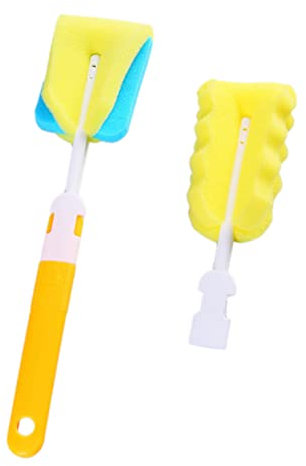 Sosoport 2Piezas Limpieza De Biberones De Esponja con Mango De Ecológico Esponja Extraíble y Suave para Limpieza Profunda De Biberones y Tetinas Color Aleatorio