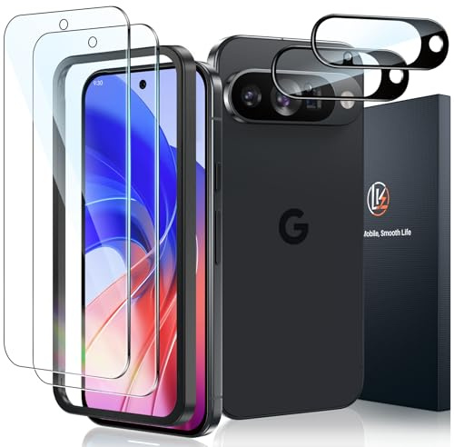 LK für Google Pixel 10 für Panzerglas mit 2 Glas & 2 Kameraschutz | 9H Härte Bruchsicher Kratzfest Schutzglas, Anti-Fingerabdruck, Rahmen-Installationshilfe, 0 Staub & Blasen, HD-klar
