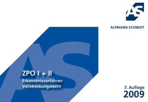 ZPO (Zivilprozeßordnung) 1/2. Karteikarten: Erkenntnisverfahren - Vollstreckungsrecht
