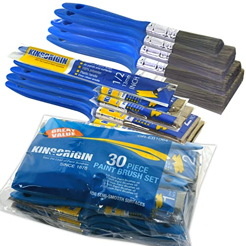 KingOrigin Versatile Paint Brush Set, 30 Pack, 5 Sizes Paint Brushes (0.5 1 1.5 2 2.5), Small Paint Brushes for Walls, Furniture, Crafts - Detailed Painting & Larger Surface Coverage