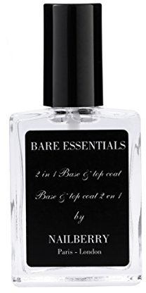 Nailberry Bare Essentials 2 in 1 Base and Top Coat 15 ml | Adhering Base Coat & High Shine Top Coat | Protects against Fading and Discolouration