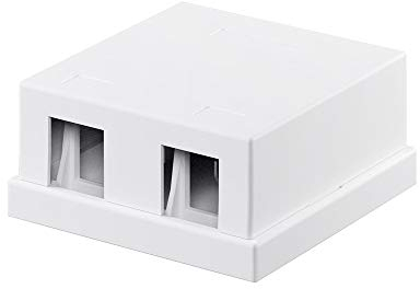 Goobay 79366 Keystone Leergehäuse 2 Port / Leeres Patchpanel für Keystone Module / 2-fach Patchfeld / Aufputzdose mit Snap-In-System / Weiß