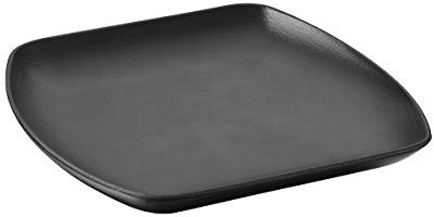 Visiodirect Lot de 6 Assiettes carrées en Porcelaine Noir - 20 x 20 cm