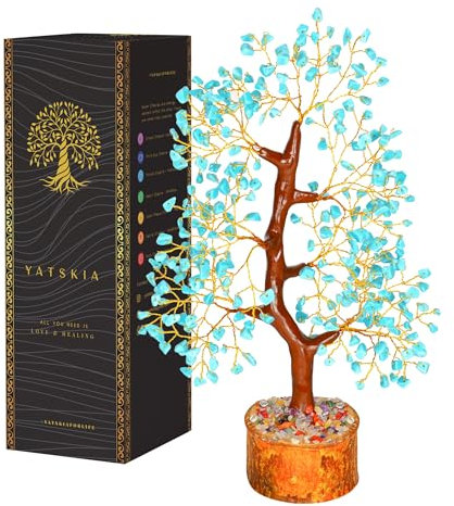 Türkiser Kristall-Bonsai, Künstlicher Baum des Lebens, Chakra-Dekor, Heilstein, Edelsteine und Kristalle, Geschenke für Frauen