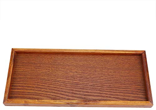 Bandeja de té de madera, plato rectangular para mesa de servicio para hotel, plato de almacenamiento de alimentos(35x15cm)