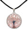 Collana con albero della vita, ciondolo in pietra naturale energetica, varie pietre semipreziose, Quarzo rosa