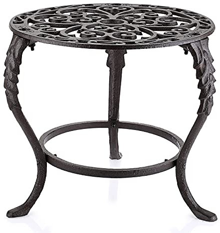 OwnMy Heavy Duty Cast Iron Plant Stand - Rust Proof Flower Pot Holder, Vintage Rustic Decorative Round Potted Rack, Indoor Outdoor Metal Garden Holder for Home