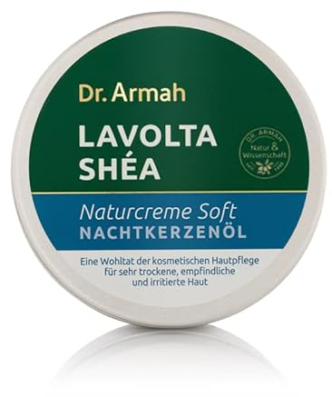 Dr. Armah - Lavolta Shéa - Naturcreme Soft Nachtkerzenöl - Hautcreme aus 100% Sheabutter mit Vitamin E & Nachtkerzenöl für intensive Feuchtigkeit - Creme für trockene & sensible Haut - 150 ml