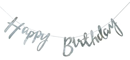 Silbernes Happy Birthday-Banner, Geburtstagsparty-Dekorationen – Geburtstagsdekoration, Partyzubehör für Mädchen, Jungen, Kinder und Erwachsene