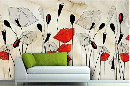 Wesmilewallpapaer Photo Wallpaper 3D Black Red Simple Flower Marble Background Wall 350x245cm Wall Paper Mural Poster