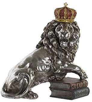 DKD Home Decor Dekorative Figur der Marke Silber Löwe Harz (42 x 25 x 45 cm) (Referenz: S3026871)