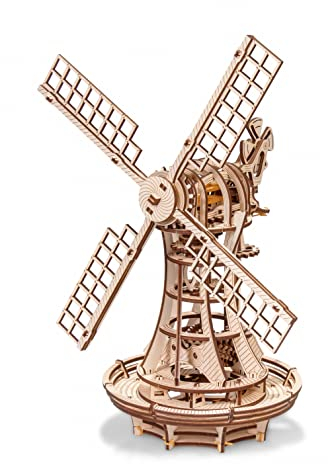 EWA Eco-Wood-Art - 3D-Holzpuzzle für Jugendliche und Erwachsene - WINDMÜHLE- DIY-Bausatz, Selbstmontage, kein Kleber erforderlich - 227 Stück, Natürlich