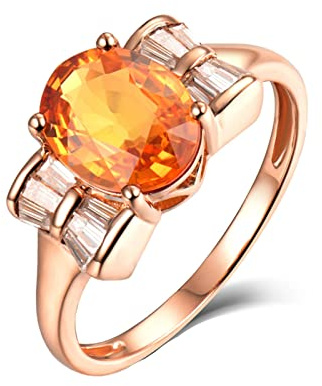 AMDXD Echtgold Schmuck, Partnerringe Rotgold 18 Karat Au750, Blau Saphir 1.898ct Freundschaftsringe Partnerringe Pärchen Ringe Knot-Bow Frau Ringe mit Diamant Gr.58 (18.5)