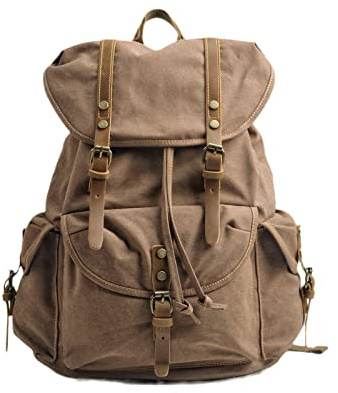 FANDARE Leinwand Wanderrucksack Rucksack Schulranzen Schultaschen mit Kordelzug Trekkingrucksack Reiserucksack Outdoorrucksack für Herren Damen Camping Radfahren Klettern Bergsteigen und Reisen Sport