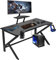 HaodaCulture Bureau Gaming 100x55cm, Table Gaming Noir en Forme de K, Bureau Gamer en Fibre de Carbone, Ergonomique avec Support de Moniteur, Gamer Desk avec Porte Gobelet et Crochet pour Casque