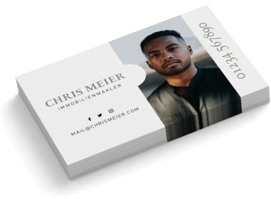 Visitenkarten personalisiert | mit Foto | Design Immobilienmakler | 1-seitig | Querformat | Menge + Papier zur Auswahl | selbst gestalten | hochwertiger Druck | 350 g Qualitätsdruck (50 Stück)