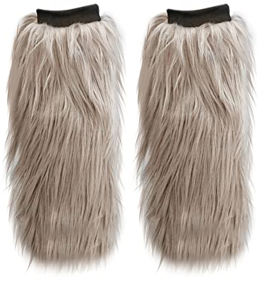 Damen Kunstpelz Plüsch Beinwärmer Flauschige Fell-Beinstulpen Fuzzy Fußabdeckung 1 Paar Beinwärmer Stulpen Legwarmers Warme Socken Stulpen Warme Abdeckung Stiefel für Damen Mädchen Overknee-Socken