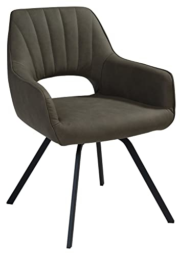 Home4You Polsterstuhl - Dunkelgrün- Schwarz - Polyester - Metallgestell - drehbar