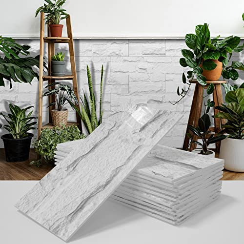 A.Monamour Selbstklebend Klebefliesen Fliesenaufkleber 1.78mm Dick Stein Optik 3D Fliesen Wasserdicht PVC Schaum Wand Folie Fliesenfolie Klebefolie Fliesensticker Wandpaneele für Küche Bad