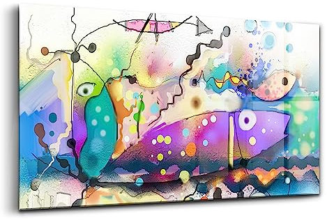 Wallfluent 140x70 cm Glasbild Dekoration Wohnzimmer Schlafzimmer Küche Wandkunst - Bild von Fischen im Meer