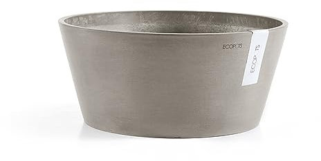 Ecopots Frankfurt Pot de fleurs rond en plastique recyclé Marron gris Diamètre 30 cm Pot de fleurs moderne pour l'intérieur et l'extérieur