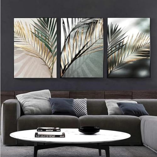 DLKAJFK Ensemble d'affiches de peinture murale moderne, paysage naturel, plage, feuilles de roseau, roses blanches, impression sur toile, décoration murale, ensemble d'affiches sans cadre (feuilles