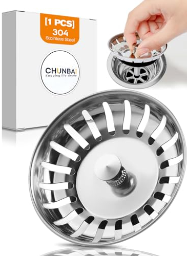 Bouchon Evier Cuisine Universel INOX, CHUNBAI® 1 Pezzi Panier pour Bonde évier, Bonde Evier Cuisine(Dia: 78MM), Grille Evier Cuisine, Bouchon Evier Cuisine pour Vidange et Antiblocage