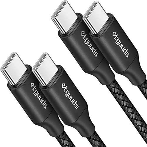 etguuds USB C auf USB C Kabel 2M, 2Stück 60W USB USB C Ladekabel Nylon Schnellladekabel für Samsung Galaxy S24 S23 S22 S20 Note 20 A54 A53 A71 A70, Schwarz